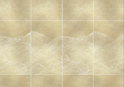 Waves mural by Coordonné in Extra Gold, flat pattern view