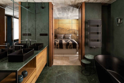 Waves mural by Coordonné in Gold, shown in a styled room