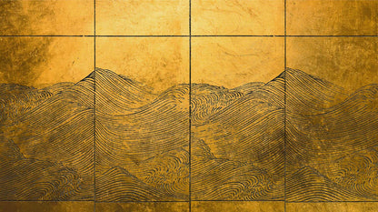 Waves mural by Coordonné in Gold, flat pattern view