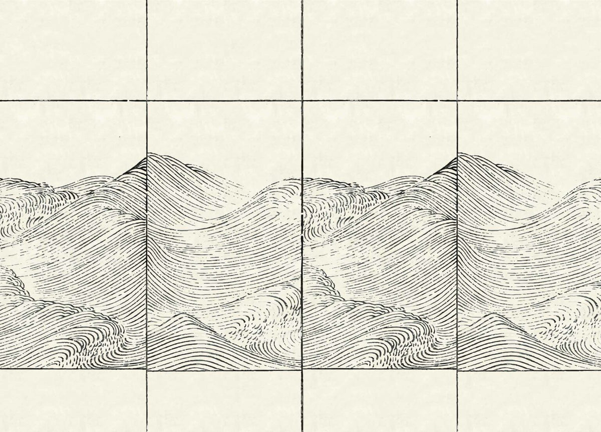 Waves mural by Coordonné in No. A00335, flat pattern view