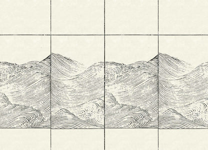 Waves mural by Coordonné in No. A00335, flat pattern view