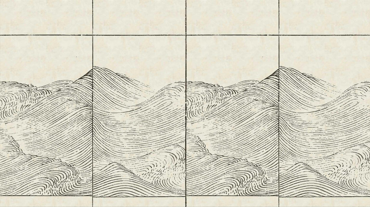 Waves mural by Coordonné in Papyrus, flat pattern view