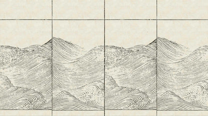 Waves mural by Coordonné in Papyrus, flat pattern view