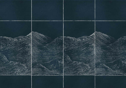 Waves mural by Coordonné in Silver, flat pattern view
