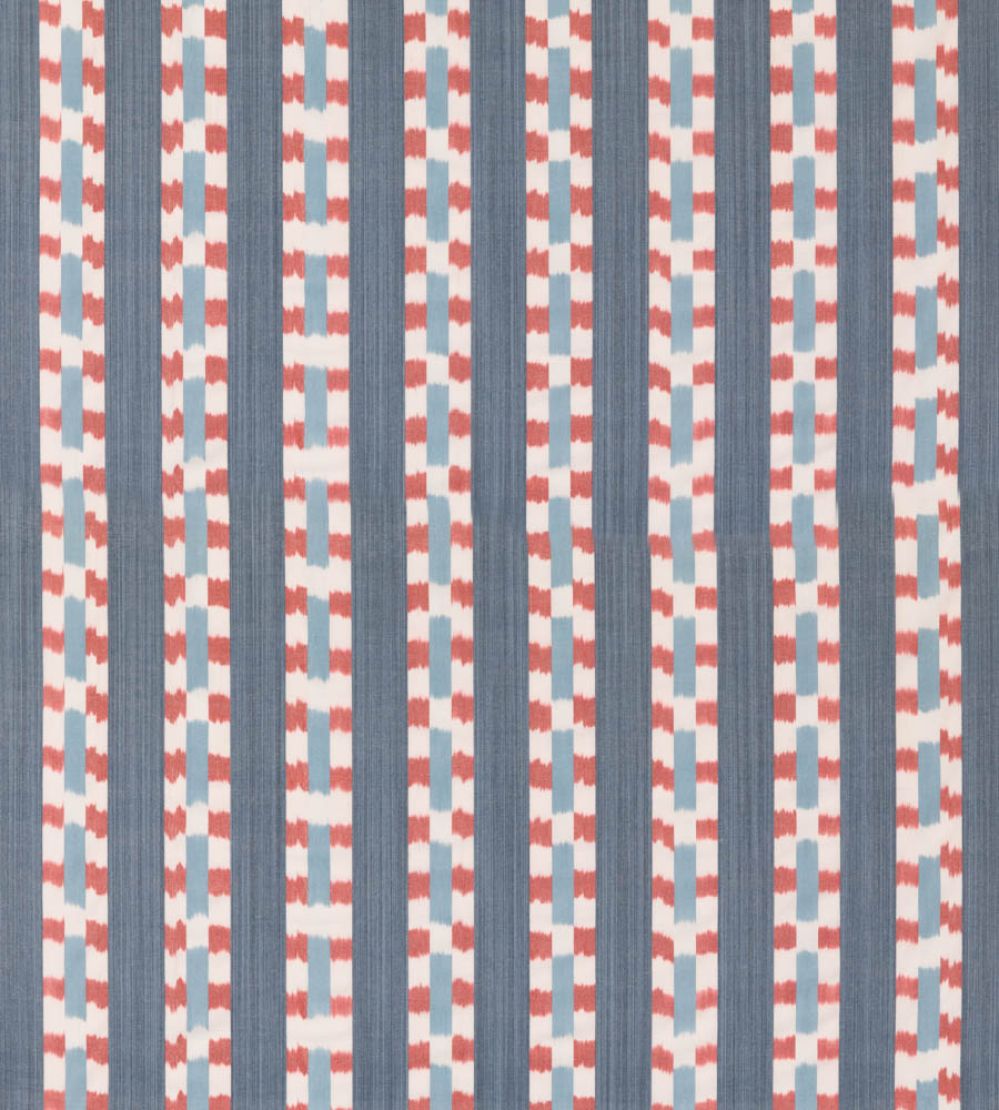 Wayfarer Stripe Fabric by Mulberry Home Blue/Red