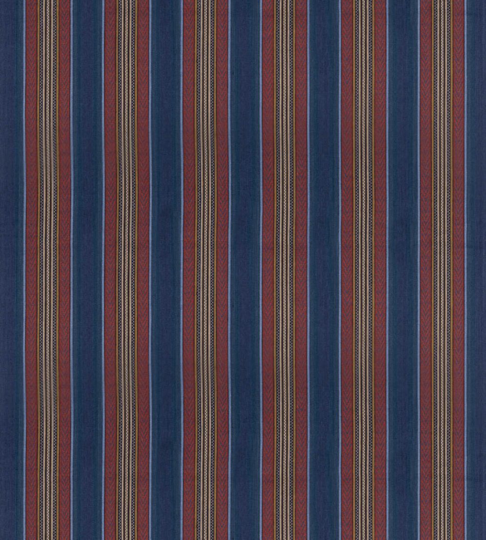 Westerly Stripe Fabric by Mulberry Home Indigo/Red