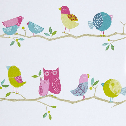 What A Hoot Pink/Aqua/Apple/Natural wallpaper by Harlequin