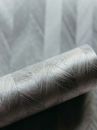 Wheat Spike wallpaper by Coordonné in Ice, shown in a styled room