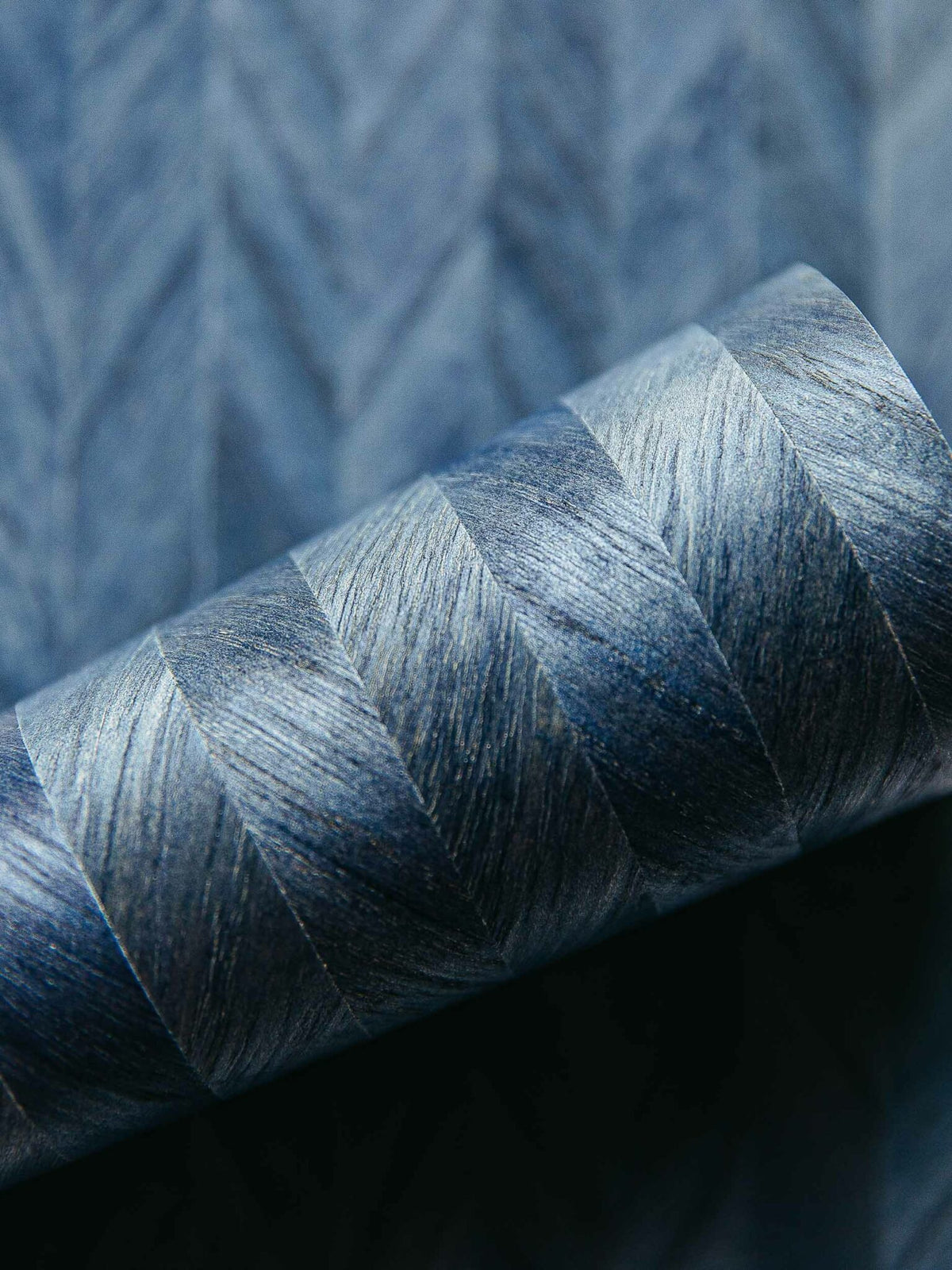 Wheat Spike wallpaper by Coordonné in Indigo, shown in a styled room