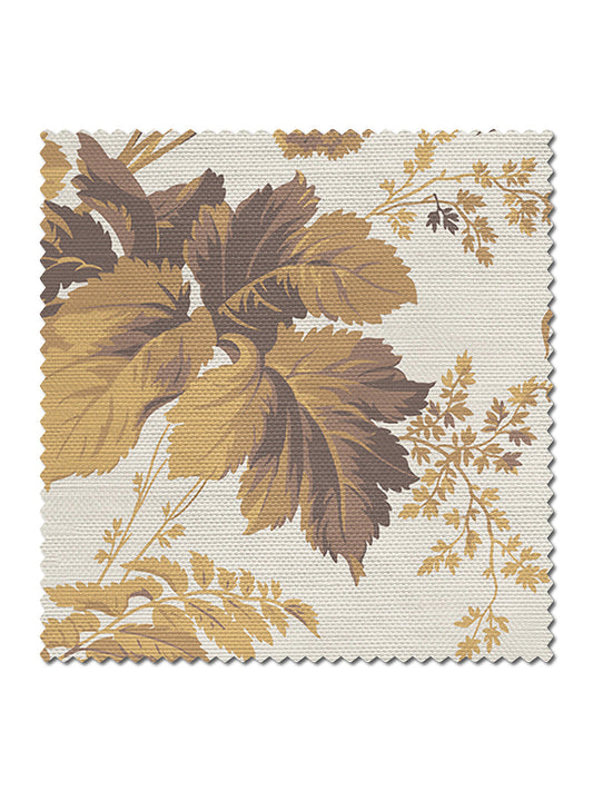 Where The Wildflowers Grow Linen Fabric by Divine Savages in Mustard Yellow, pattern swatch