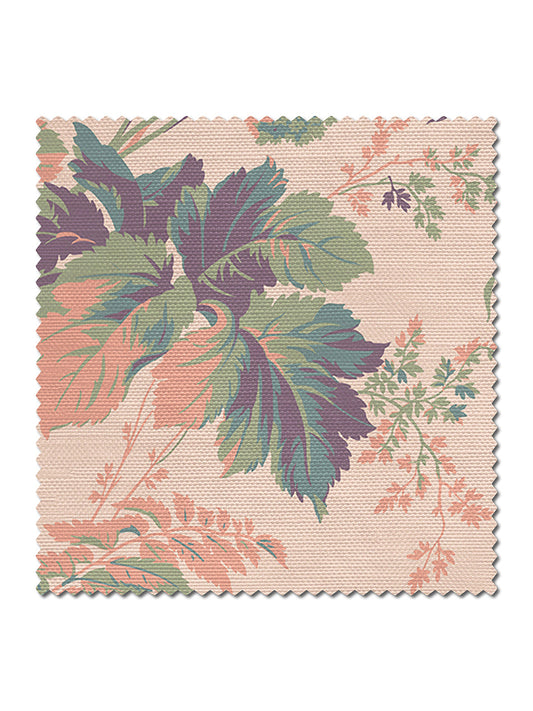 Where The Wildflowers Grow Linen Fabric by Divine Savages in Peach, pattern swatch