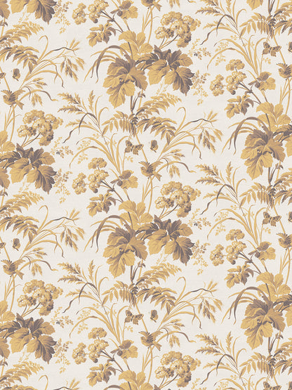 Where The Wildflowers Grow Velvet Fabric by Divine Savages in Mustard Yellow, pattern swatch