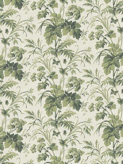Where The Wildflowers Grow Velvet Fabric by Divine Savages in Sage Green, pattern swatch