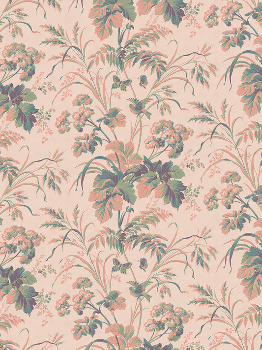 Where The Wildflowers Grow Wallpaper by Divine Savages in Peach, pattern swatch
