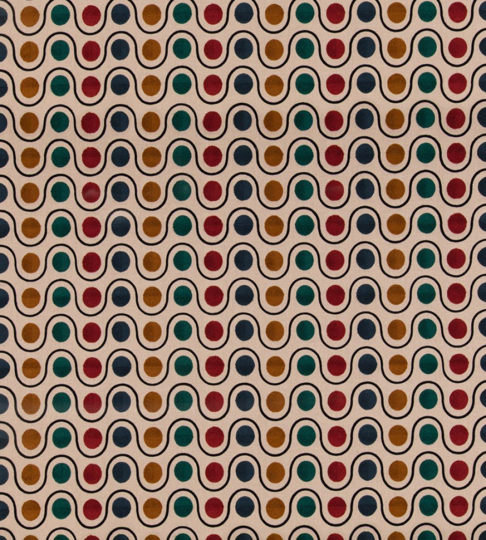 Wicket Fabric by Mulberry Home Teal/Red