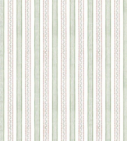 Wiggle Stripe Wallpaper by DADO 03 Green and Pink