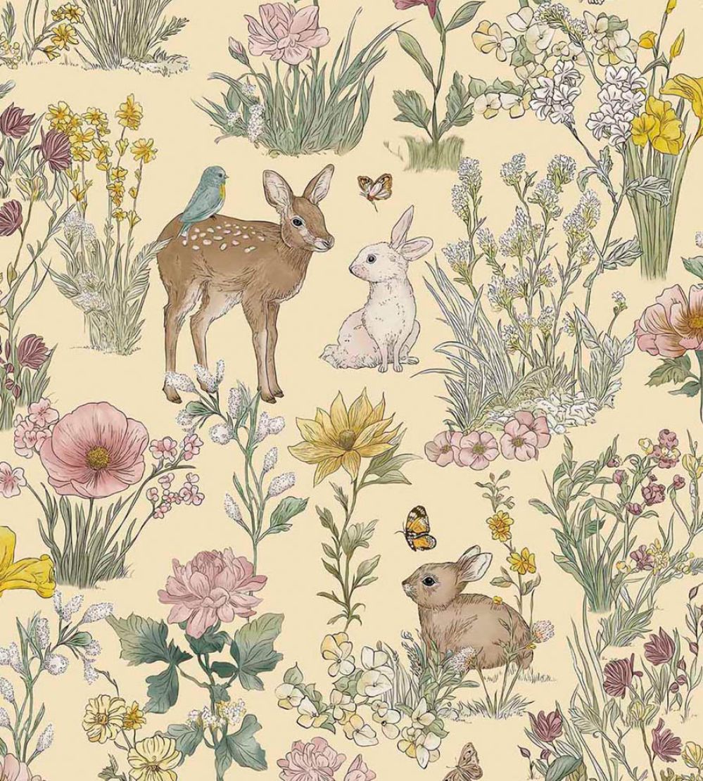 Wonderland Wallpaper by Eijffinger Clotted Cream