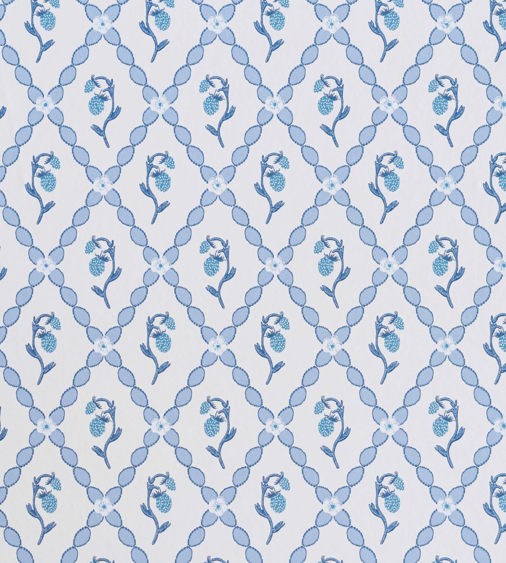 Wild Strawberry Trellis Wallpaper by Barneby Gates China Blue