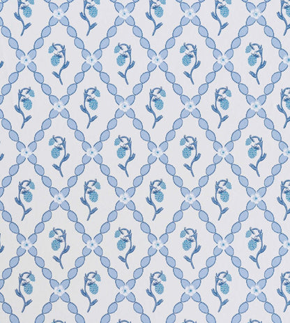 Wild Strawberry Trellis Wallpaper by Barneby Gates China Blue