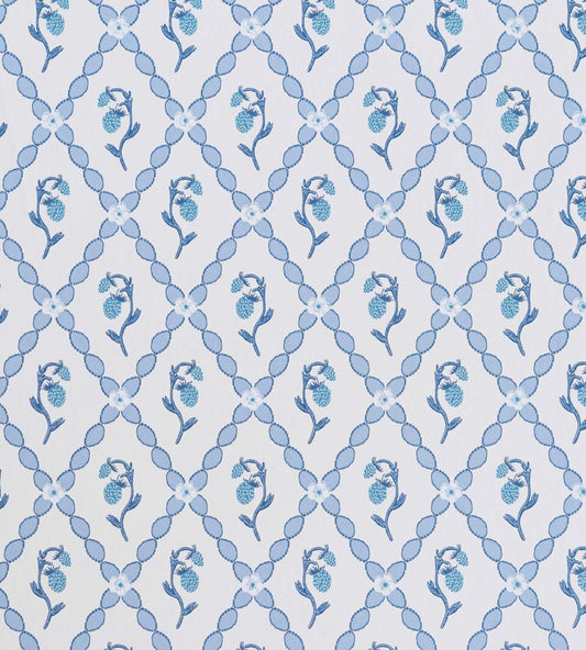 Wild Strawberry Trellis Wallpaper by Barneby Gates China Blue