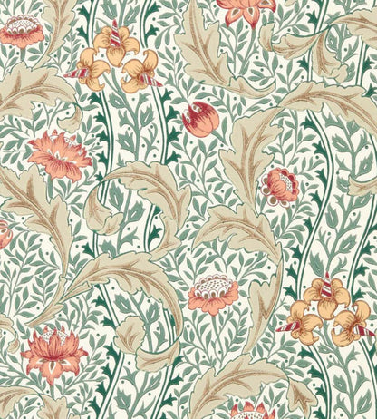 Wild Tulip & Vine Wallpaper by Morris & Co Coral/Teal