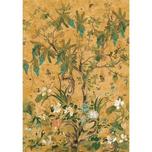 Wild Wisteria Mural by Thibaut in Ochre (TM42052)