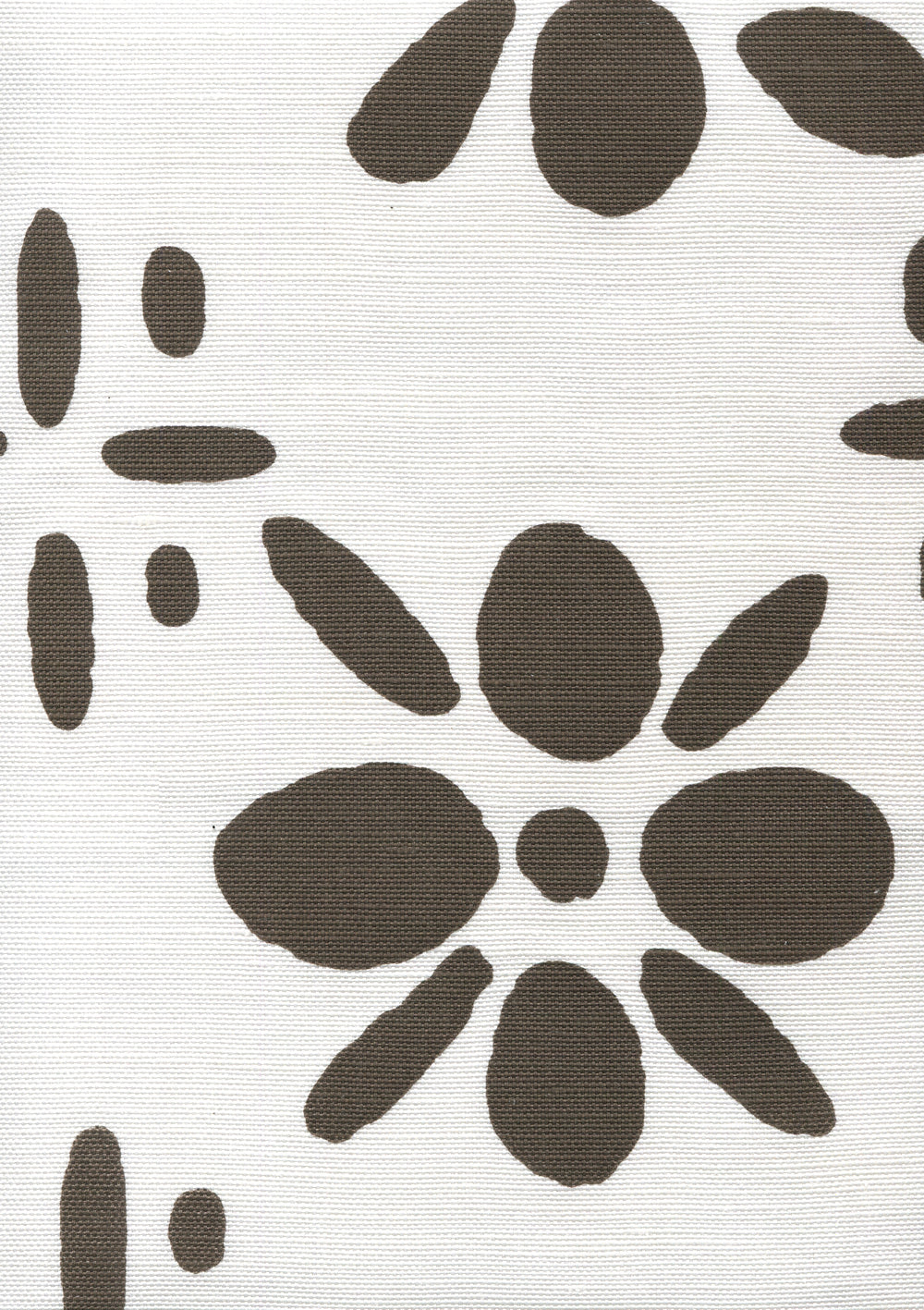 Wildflowers II Brown on White fabric by China Seas