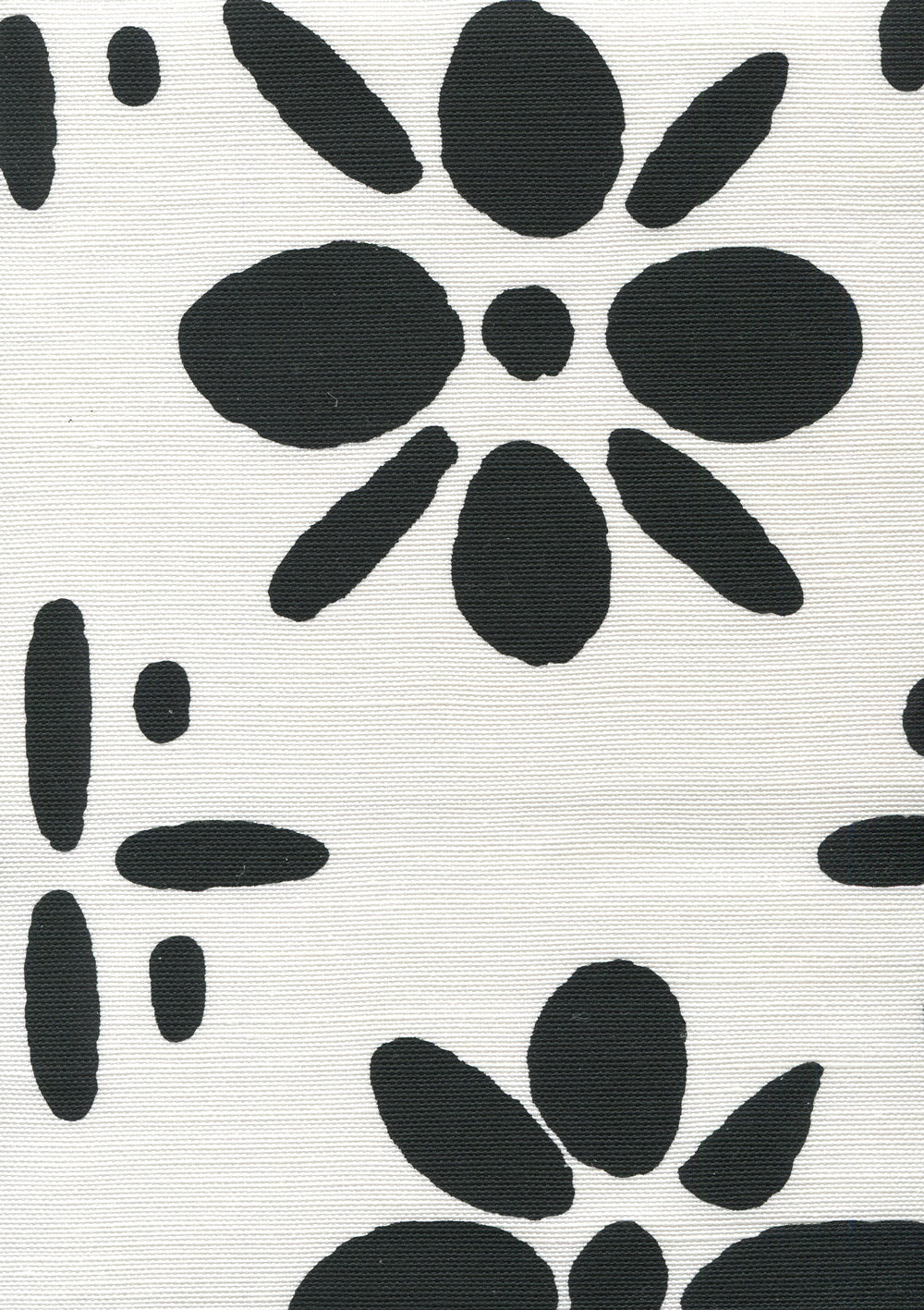 Wildflowers II Black on White fabric by China Seas