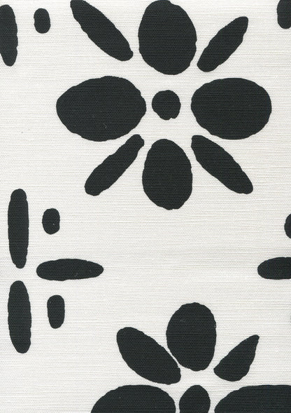 Wildflowers II Black on White fabric by China Seas