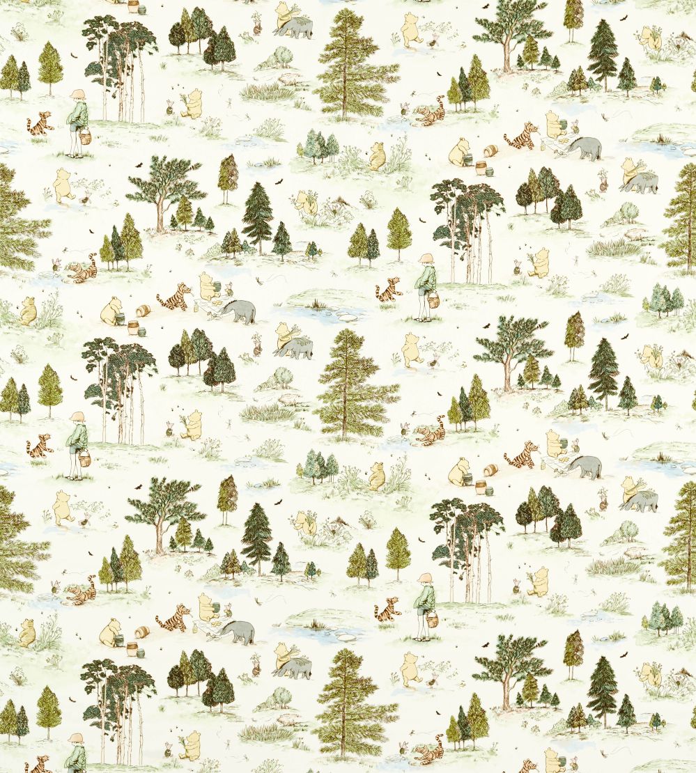 Winnie the Pooh Fabric by Sanderson Macaron Green