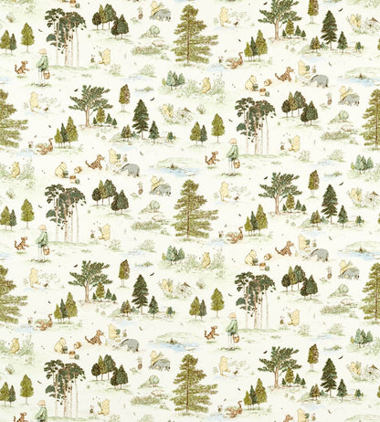Winnie the Pooh Fabric by Sanderson Macaron Green