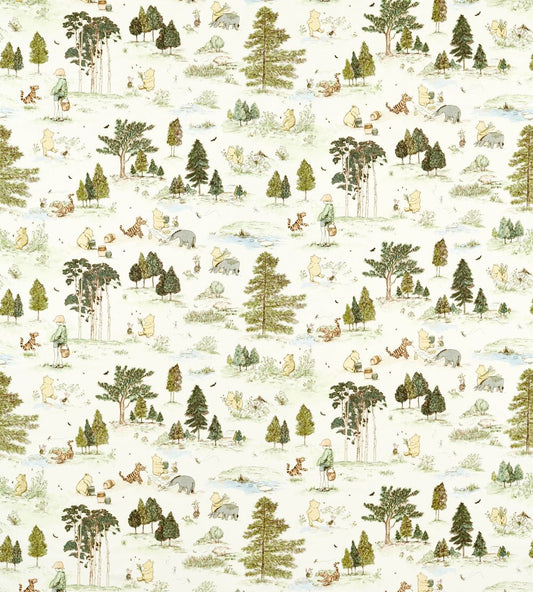 Winnie the Pooh Fabric by Sanderson Macaron Green