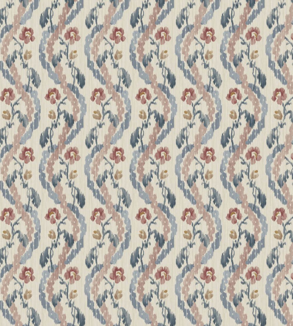 Winter Garden Fabric by Zoffany Indigo/Red