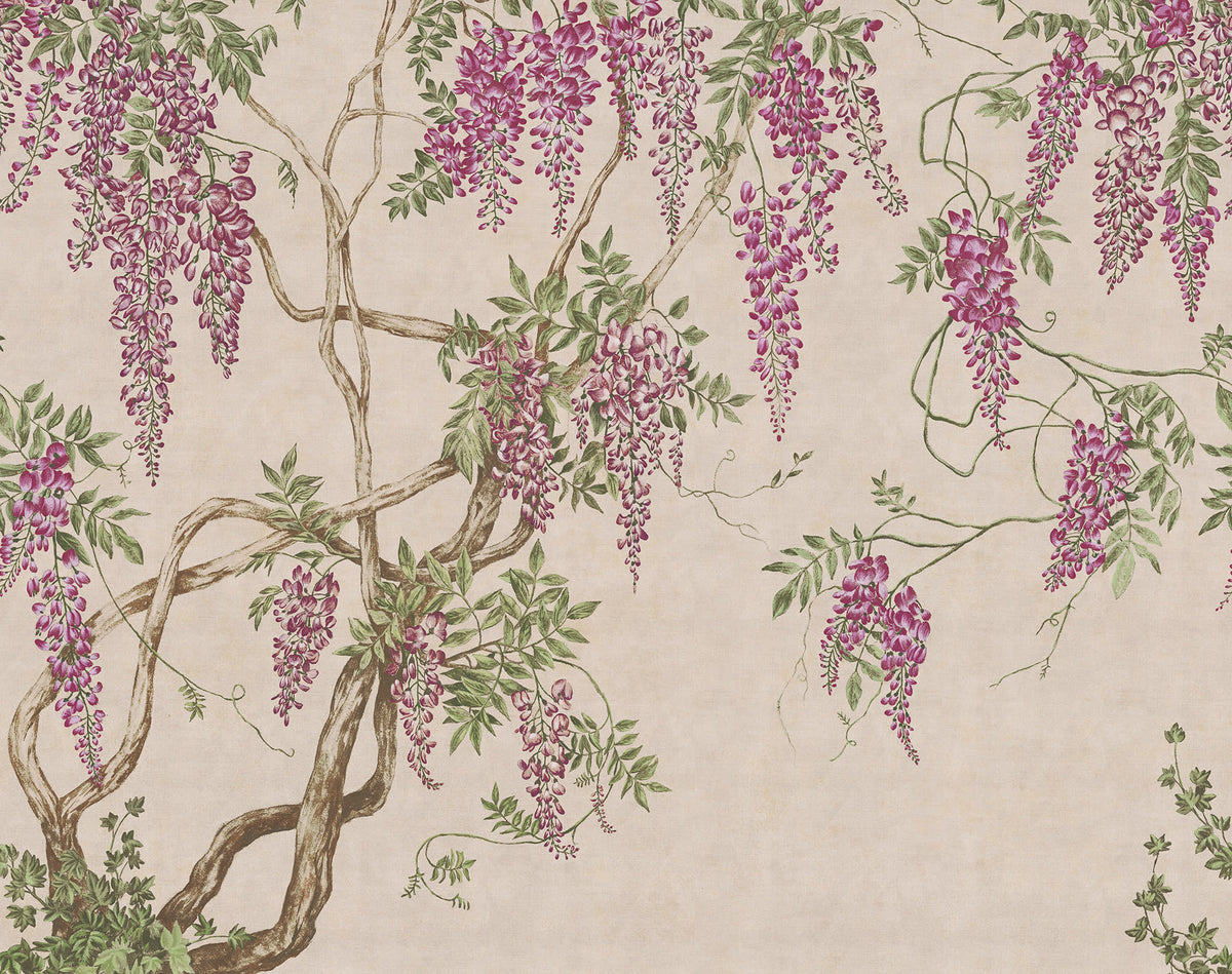 Wisteria Tree Dusty Pink mural by Rebel Walls