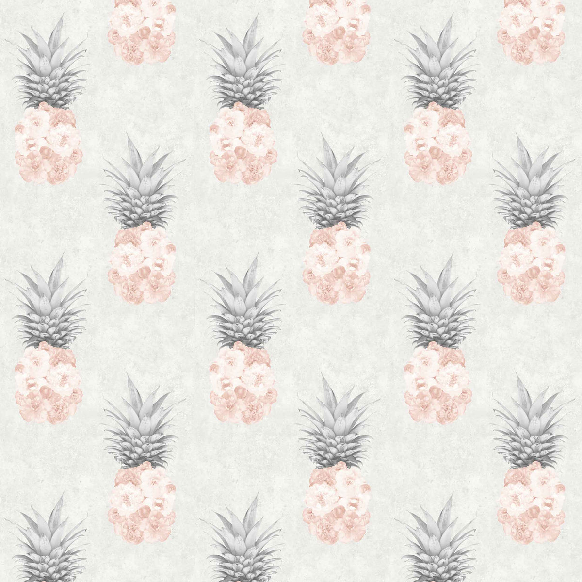 Floral Pineapple Feature Wallpaper in Blush Pink