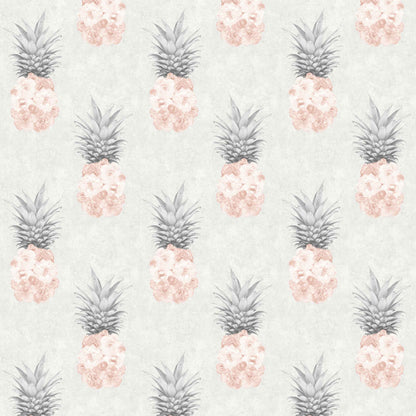 Floral Pineapple Feature Wallpaper in Blush Pink