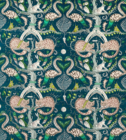 Wonder World Velvet Fabric by Clarke & Clarke Teal