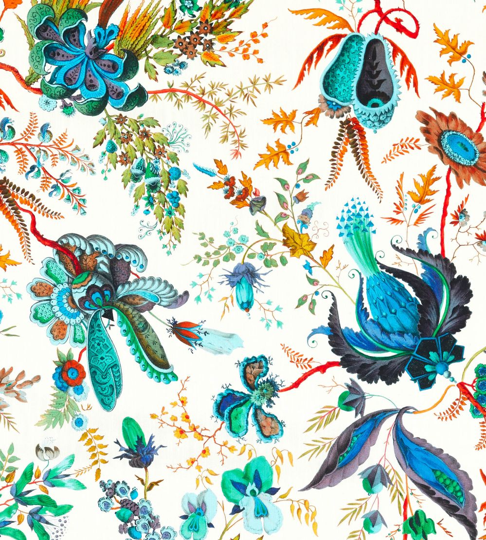 Wonderland Floral Fabric by Harlequin Lapis/Emerald/Carnelian