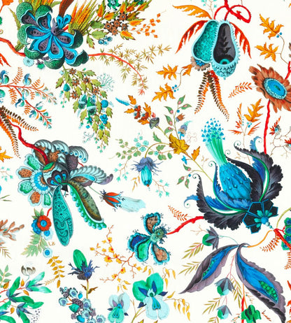 Wonderland Floral Fabric by Harlequin Lapis/Emerald/Carnelian