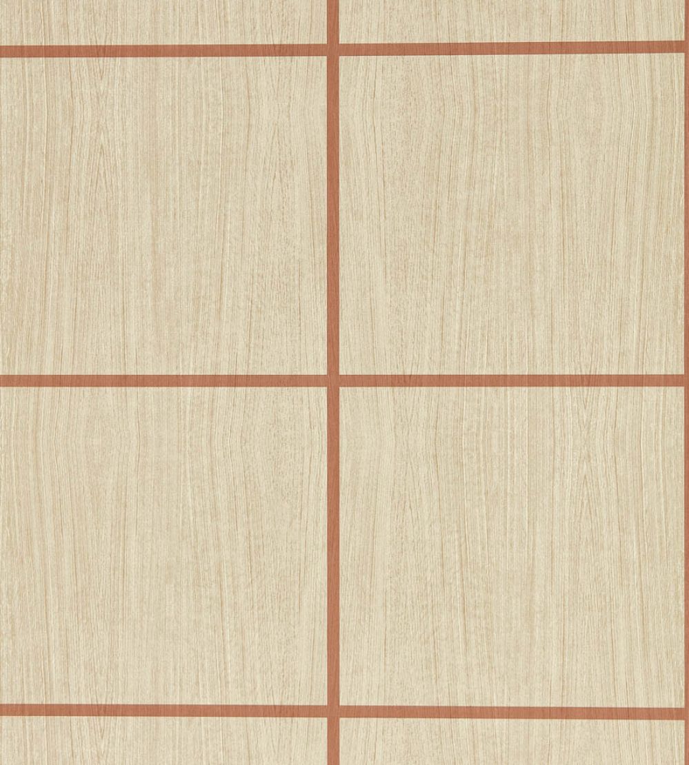 Wood Blocks Wallpaper by Harlequin Oak/Terracotta Gloss