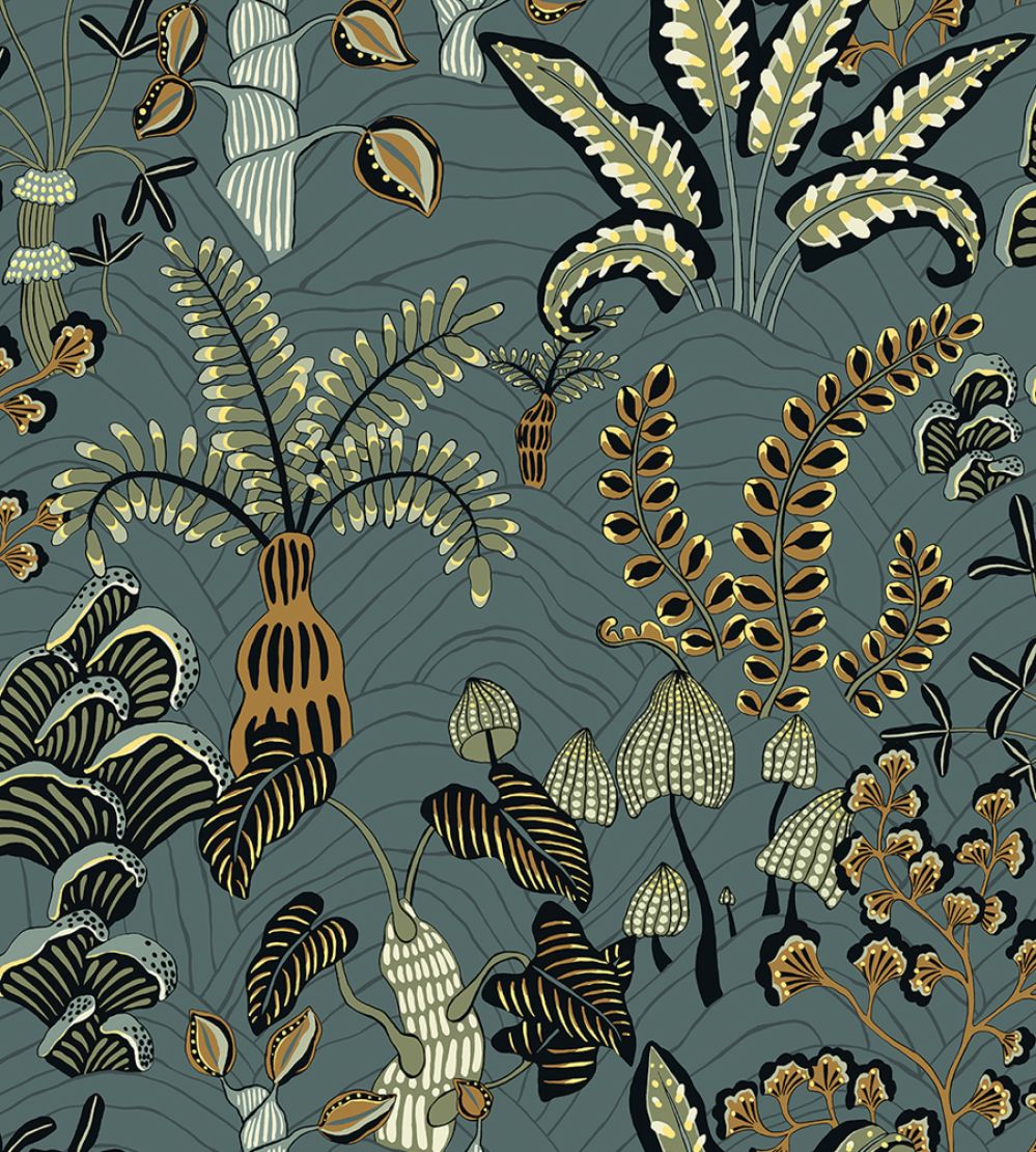 Woodland Floor Wallpaper by Josephine Munsey Petrol and Sage