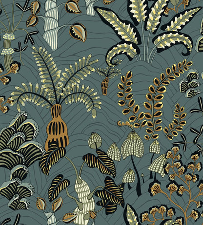 Woodland Floor Wallpaper by Josephine Munsey Petrol and Sage