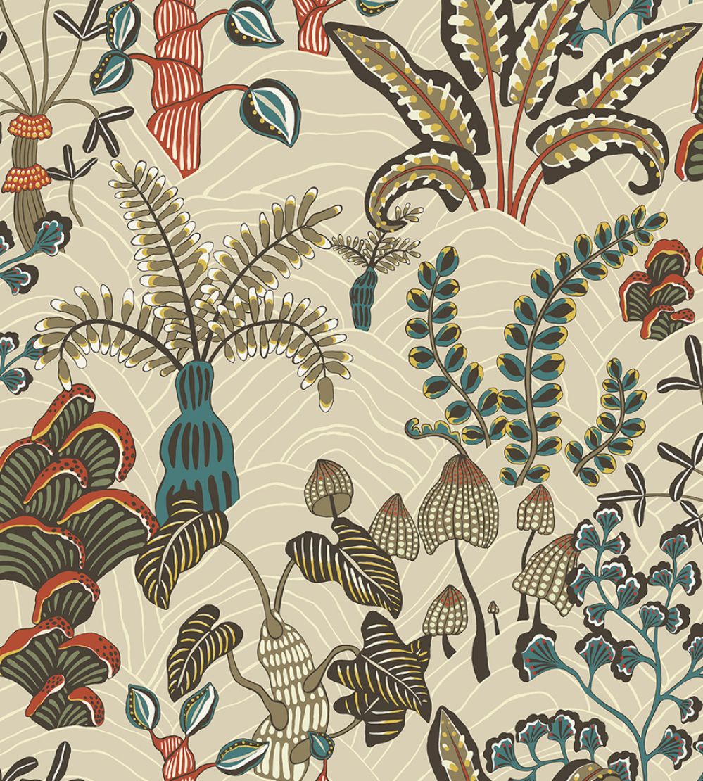 Woodland Floor Wallpaper by Josephine Munsey Stone and Teal