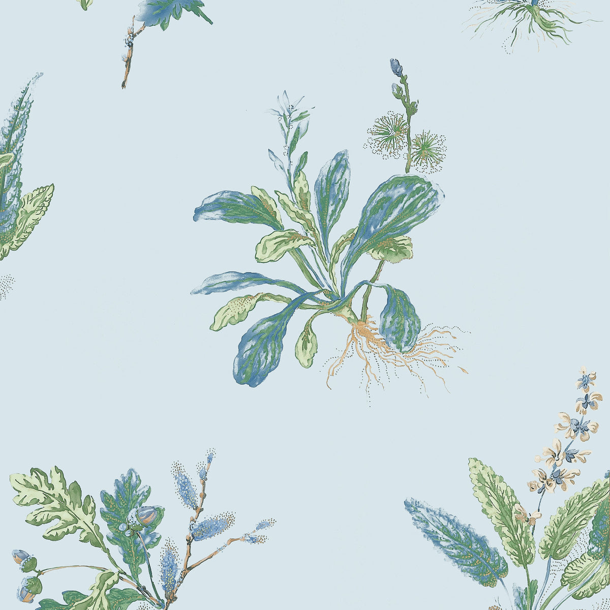 Woodland Wallpaper by Anna French in Blue & Green (AT57851)