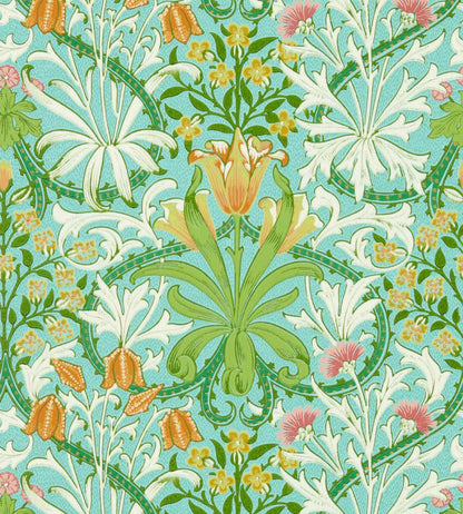 Woodland Weeds Wallpaper by Morris & Co Orange/Turquoise