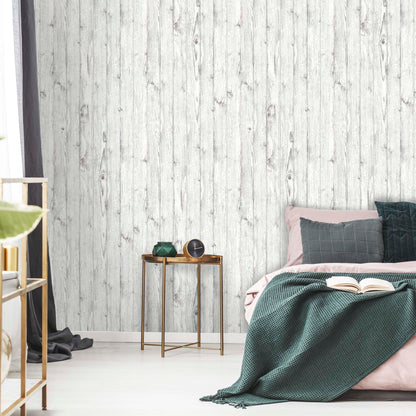 Worn Painted Wood Wallpaper