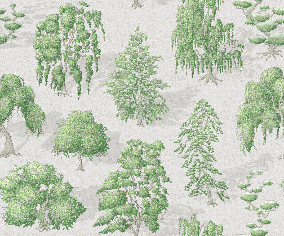 Yggdrasil Forest Light Green mural by Rebel Walls