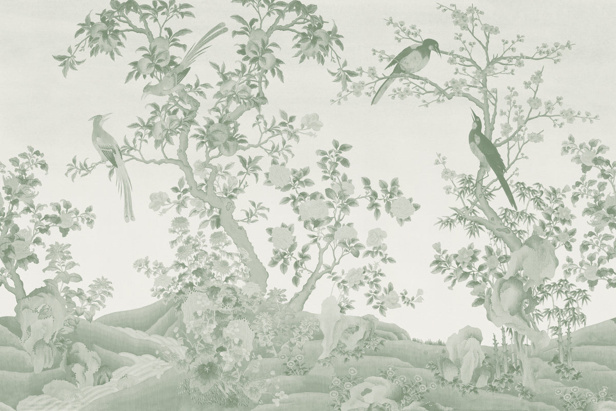 Yulan Gardens Tonal Green mural by Hovia