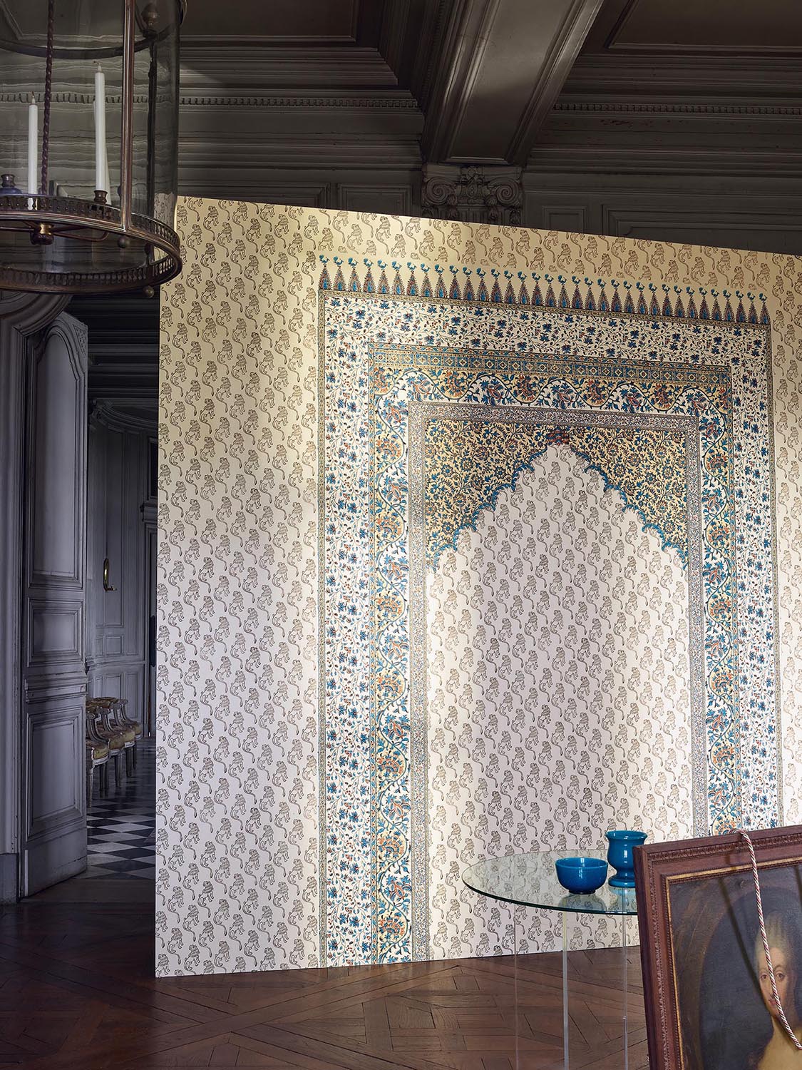 Zarand Panoramic Wallpaper by Braquenié shown in a room setting (view 2)