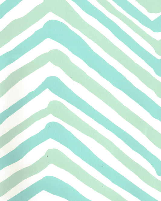 Zig Zag Multi Color Aqua Light Turquoise on Almost White wallpaper by Alan Campbell